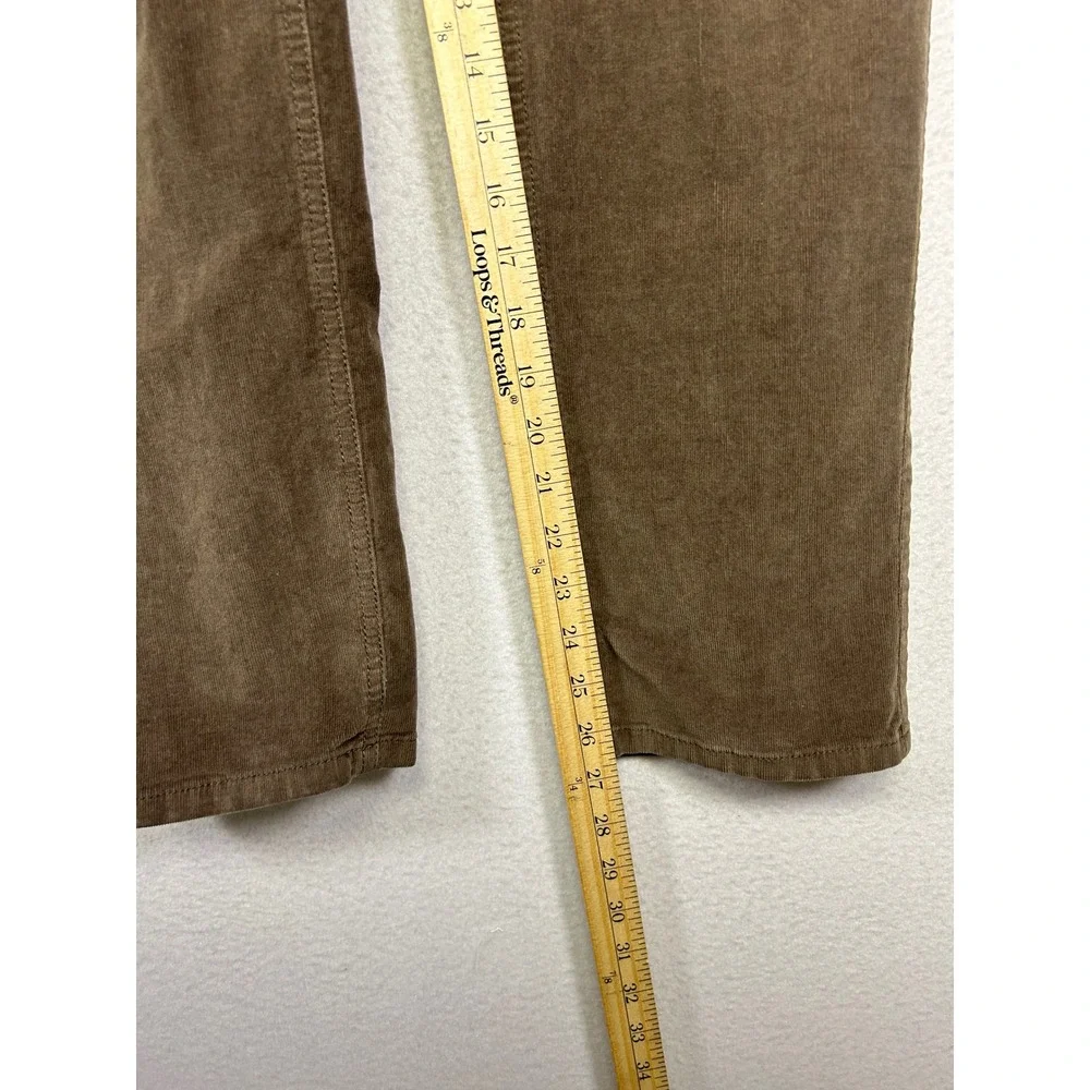 Dark Academia J. Jill Womens 8 Petite Brown Corduroy Straight Leg‎ Stretch Pants - Picture 6 of 13